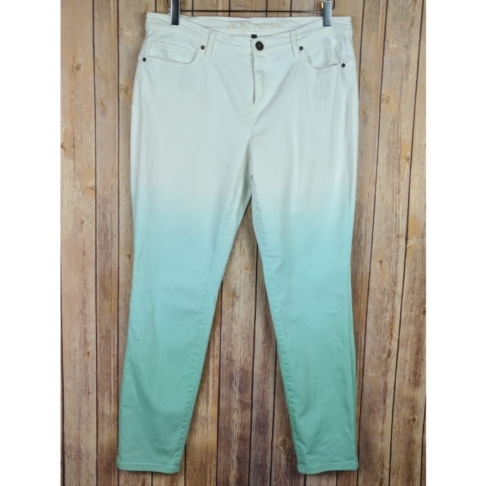 Victoria's Secret Ombre White to Mint Green Skinny Jeans